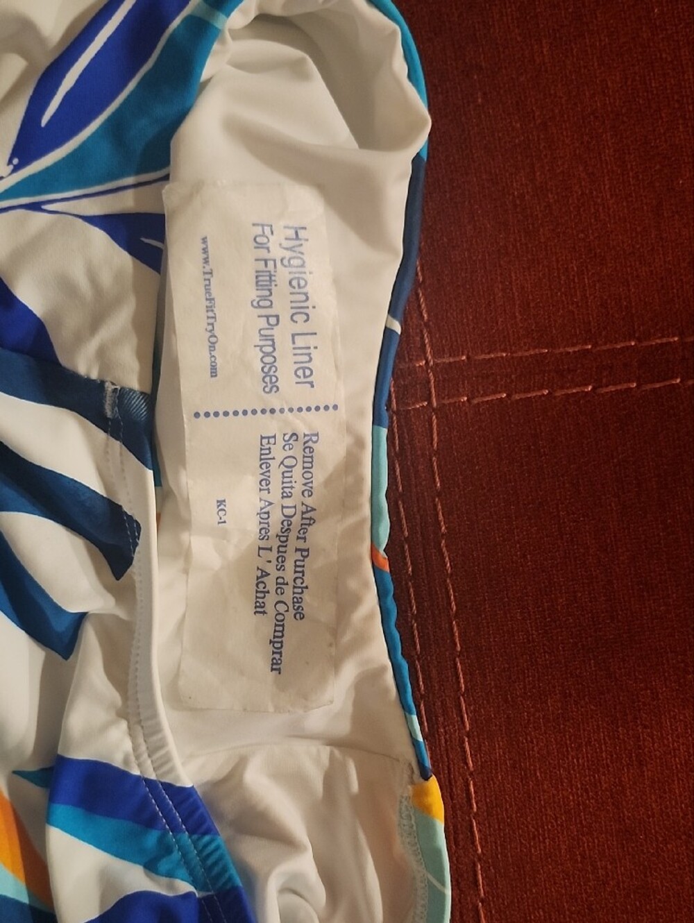 La Blanca High-Waist Bikini Bottoms in Blue, Orange & White Leaf Print - Picture 5 of 6